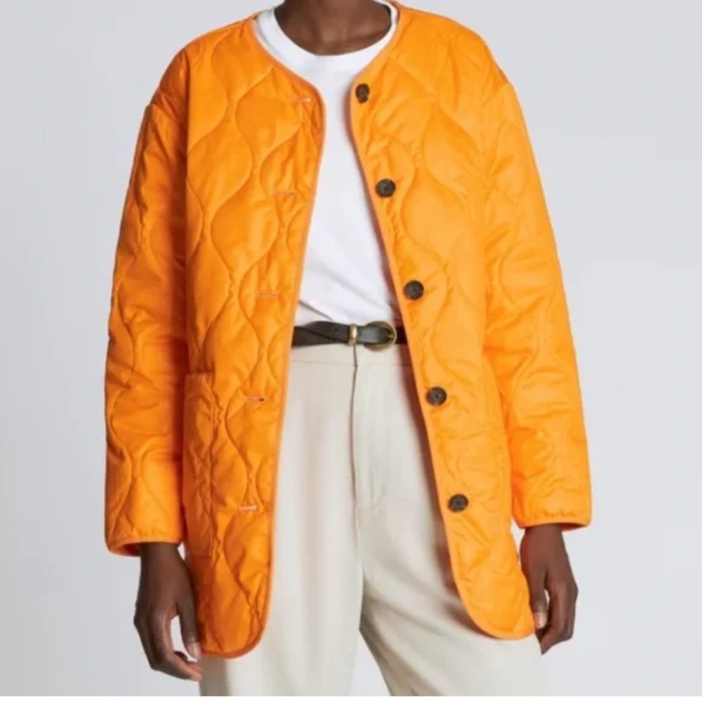 Everlane Orange Quilted Utility Jacket